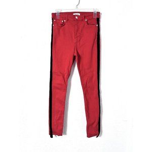 Zara High Waist Stretch Jeans | Red /Black Trim Size 6/38 Women’s Pants
